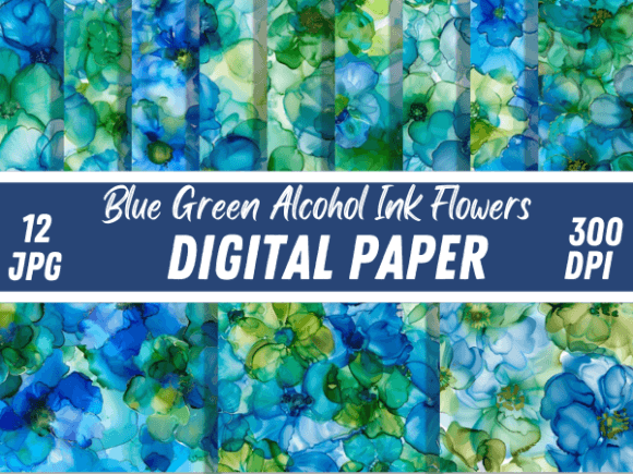 Download Blue Green Alcohol Ink Flower Patterns - Flower pattern Collection