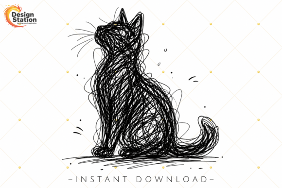 Download Abstract Cat Minimal Line Art PNG - Premium Resources