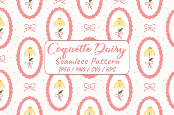 Download Vintage Coquette Daisy Flower Pattern - Premium Bundle