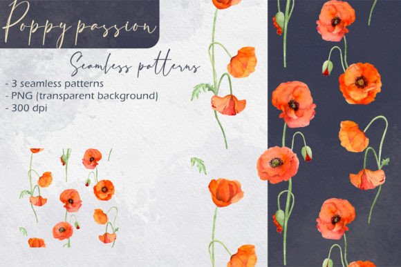Download Poppy Passion: Seamless Patterns - Poppy Collection