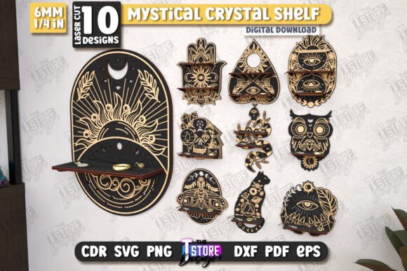 Download Mystical Crystal Shelf Laser Cut Bundle - Crystal Collection