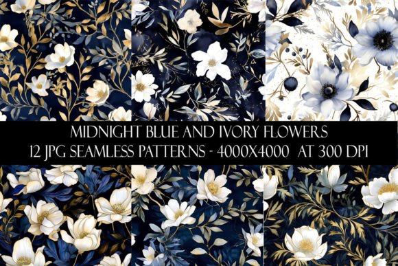 Download Midnight Blue and Ivory Flower Patterns - Flower pattern Collection