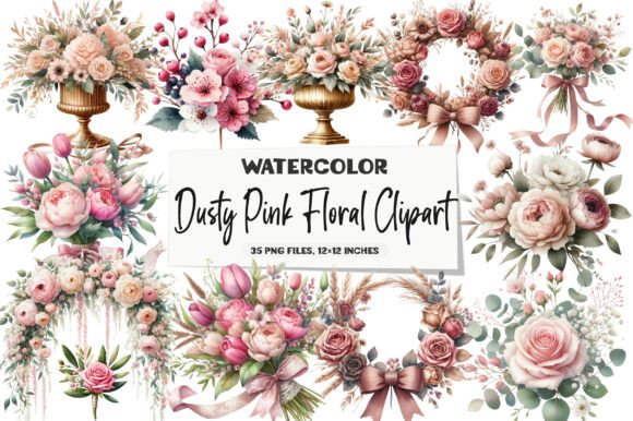 Download Dusty Pink Floral Clipart - Floral clipart Collection