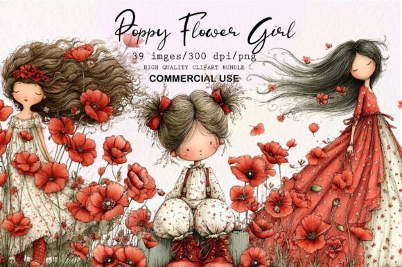 Download Whimsical Poppy Flower Girl PNG Clipart - Poppy Collection