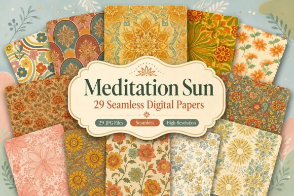 Download Meditation Sun Seamless Digital Patterns - Digital patterns Collection