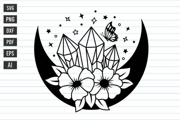 Download Magic Crystal Svg Moon Floral Crystals - Crystal Collection