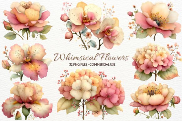 Download Whimsical Flowers PNG Floral Clipart - Premium Resources