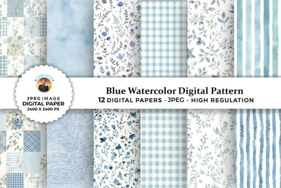 Download Blue Watercolor Digital Patterns - Digital patterns Collection
