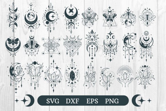 Download Crystal, Moon, Butterfly Mystical Svg - Crystal Collection