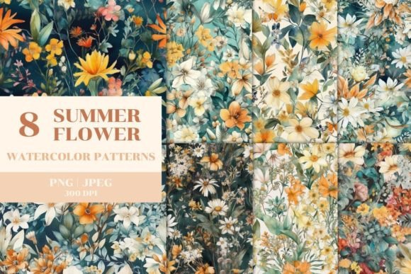 Download 8 Summer Flower Patterns Illustration - Flower pattern Collection
