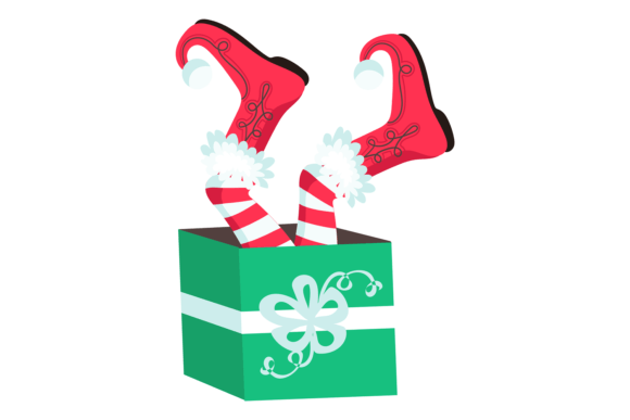 Download Christmas Elf Stuck in Present Box. Gift - Premium Resources