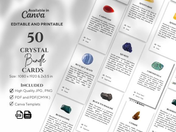 Download 50 Crystal Meaning Cards - Crystal Collection