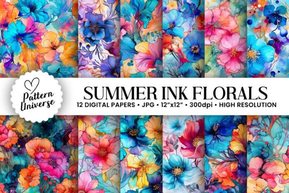 Download Summer Alcohol Ink Flower Patterns - Flower pattern Collection